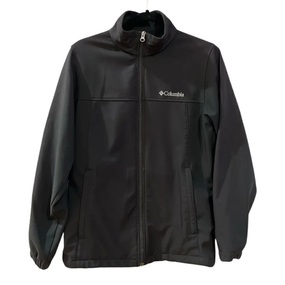Columbia Mens Mt. Village Softshell Black Zip Up Windbreaker Jacket Sz S Zip up